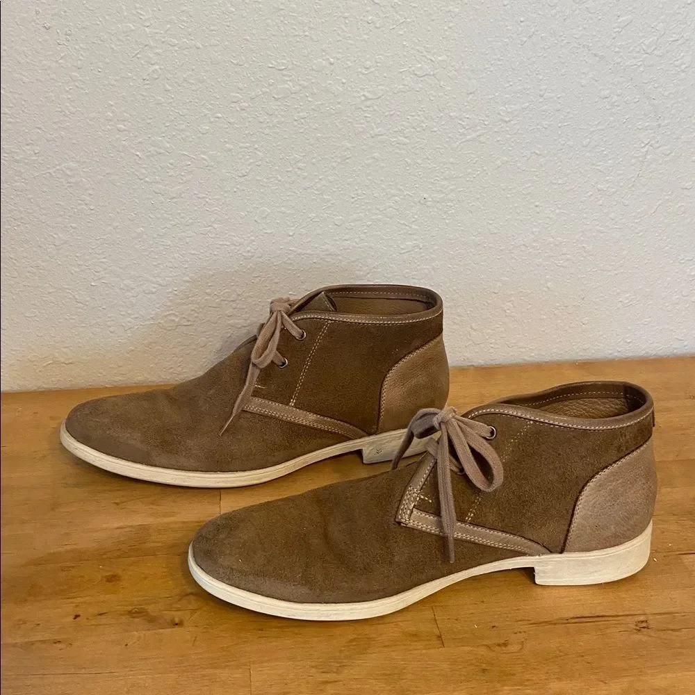 John Varvatos Two-Tone Brown Dylan Suede Chukka Boots Size 10 1/2